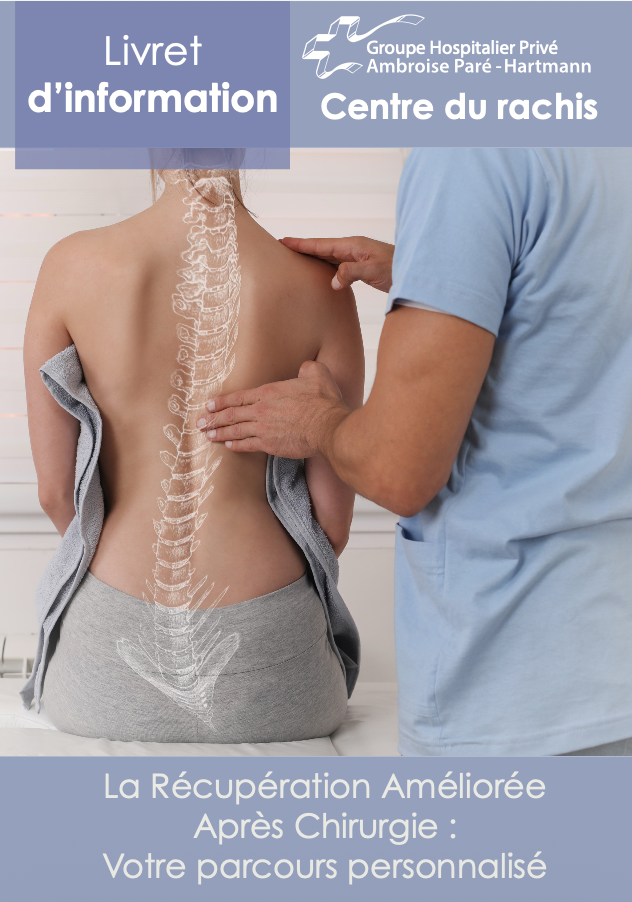 Couverture du livret d’information RAAC (récupération améliorée après chirurgie) du Centre du Rachis